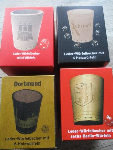 Leder würfelbecher mit holz - mit, 6