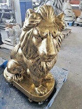🔶 Löwe Steinfigur XL Messing Gold Steinlöwen Steinkunst Tierfiguren BLACKFORM