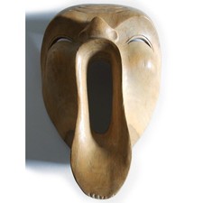 Vintage Maske - Gesicht - „Der Schrei“ - Holz Schnitzerei - Bali - 25 cm hoch