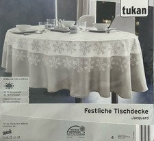 Festliche Tischdecke oval 160 x 220 cm Schneeflocken Tukan