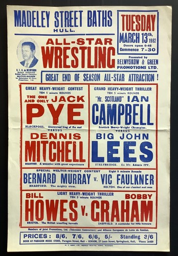 1962 wrestling poster - wrestling, hull