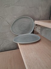 CreaTable, Pietra, 2 Speiseteller, groß, grau, 31 x 24 cm, Steinzeug NEU