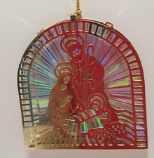 Seltenes Avon Gold Glittering Weihnachtsornament Krippe der 80s Retro Vintage