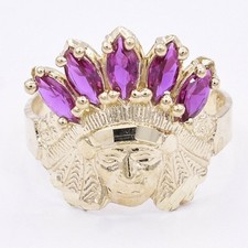 Solid 10K Gold Damen Indianer Indisch Ring Gelbgold