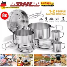 Camping Kochtopf Set Kochgeschirr Outdoor Bratpfanne Kettle Töpfen für 2/3Person