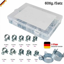 60 tlg Schlauchschellen Schlauchklemmen Set Rohrschellen Verzinkt Stahl 7mm-18mm