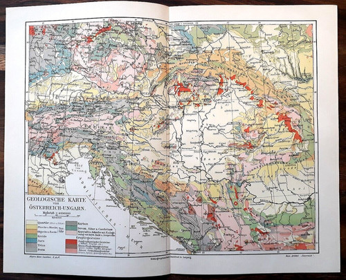 Alte lithographie geologische - alte,