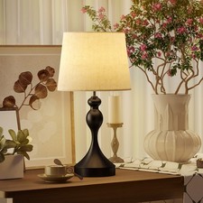 HOMCOM Tischlampe LED Tischleuchte mit 3 Farbtemperaturen USB A+C Ladeanschlüsse