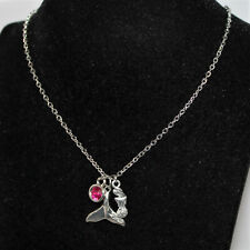 Halskette Damen Kette Meerjungfrau Flosse Kristall silber NEU