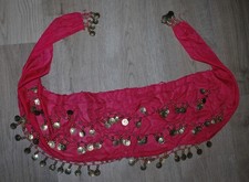 Bauchtanz Hüfttuch rot goldene Münzen und Perlen Münzgürtel Fasching Theater