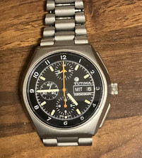 Tutima Military Chronograph Automatik Uhr Lemania 5100 Edelstahl, selten