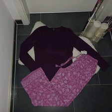 Neu Schlafanzug M 38 40 TCM lila paisleymuster womens Secret Schlafhose TopZusta