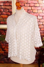 Vintage antik Bluse weiß Spitze weit Zipfel Wäsche 1920er viktorianisch M L