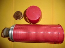 Thermosflasche  - Metall - rot - alt für Sammler