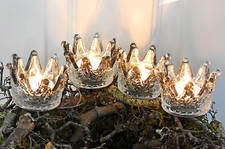 ❀ 4 x Teelichtstecker Krone Glas Silbern Adventskranzstecker Bauernsilber #35A