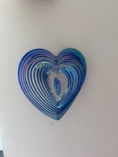 Herz Aufhänger - Windspiel Gartendeko blau glänzend