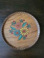 alter Wandteller Holz bemalt