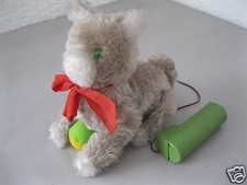 Sehr altes Stofftier Katze mit Ball / Funktion defekt / Plüschkatze Stoffkatze