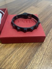 Valentino Garavani Rockstud Leder schwarzes Armband 