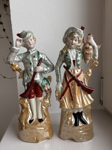 Porzellan jagdfiguren paar - porzellan:, jagdfiguren-paar