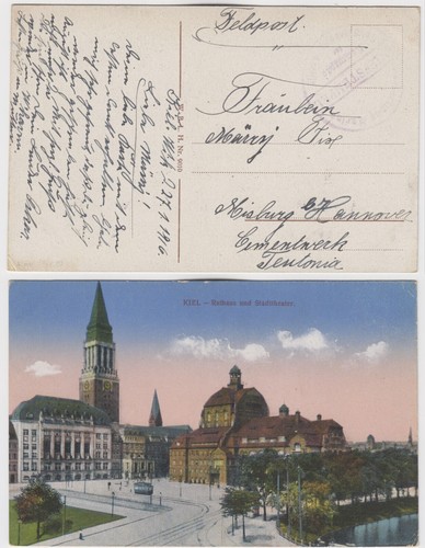 Kiel rathaus 1916 marine - ak,