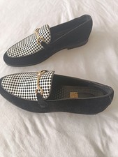 Buissnis Loafers Herren Halbschuh Schwarz/Weiß Kariert mit Goldener Schnalle Neu