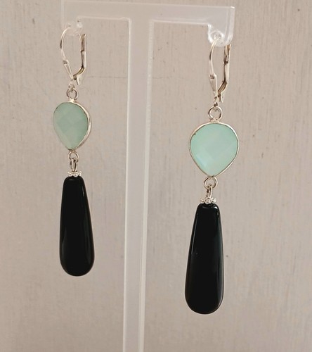 Ohrringe onyx aqua chalcedon - ohrringe,