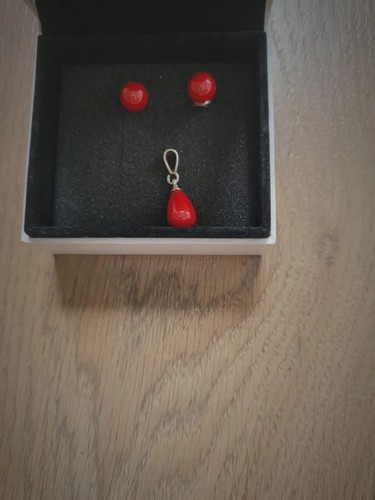 Damen schmuck set silber rote - damen,