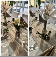 XXL PAKET! Hochzeitsdekoration Tischdeko Boho Vasen Gläser Perlen Kerzen Läufer