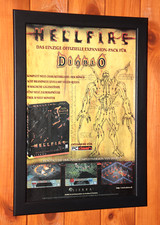 1997 Diablo PS1 PC Windows Vintage Promo Small Rare Poster / Ad Page Framed