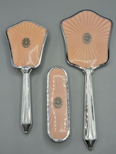 Vintage rosa guilloche emaille - guilloche,