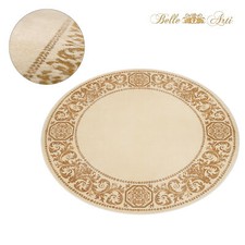 Teppich Rund Mäander Beige