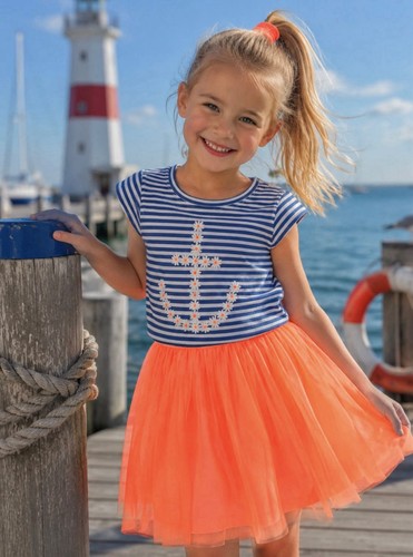 Danamade kleid 110 blau weiß - kleid,