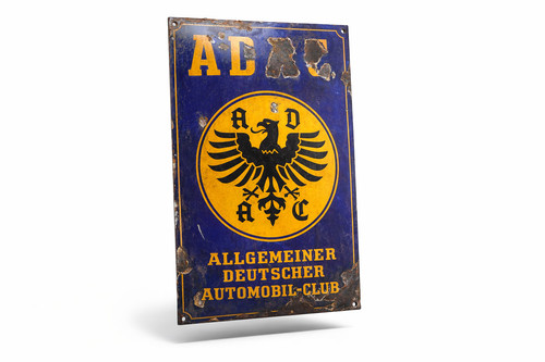 Adac emailleschild blau gelb - adac,