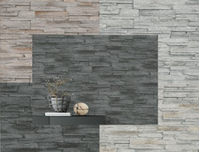 3D Steintapete Braun Schwarz