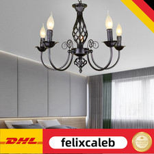 Kronleuchter Landhausstil 5 flammig Vintage Deckenlampe Wohnzimmer Lampen E14