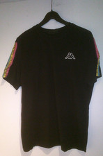 Schwarzes Shirt Kurzarm mit bunten Seitenstreifen am Ärmel von KAPPA Gr. L