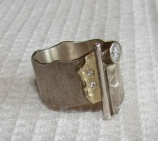 UNIKAT!! Ring aus 925 Silber mit 999  Gold - Einlage, RG 19,7 mm,  NEUWERTIG