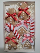 Anhänger Set Weihnachten 7 Teile aus Filz Dekoration Tilda Handarbeit