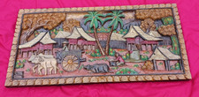 Relief Wandbild  3D Szene Dorfleben Geschnitzt aus Holz, wunderschön, asiatisch
