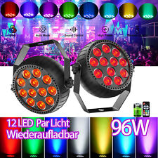 2X 96W 12 LED Par Strahler RGB Wiederaufladbar Akku Hochzeit Disco DJ Partylicht