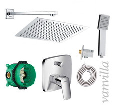 vanvilla Duschset Regendusche mit Armatur Hansgrohe Unterputz HGE100 poliert