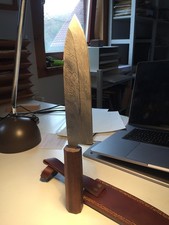 Handgeschmiedetes Chef Kochmesser aus Twist Damast Stahl mit Mahagoni Griff