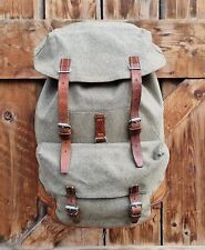 Robuster, alter Schweizer Armee Rucksack, Segeltuch & Leder Original 1967, Nr.25