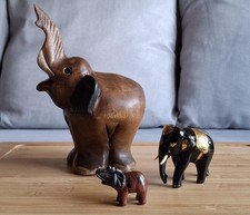 3 Stück Deko-Elefanten Sammlung, unterschiedliche Größen/Materialien 