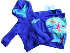 Baby Jungen Badehose + Strand Jacke + Kapuze aus Frottee Gr 68/74 Neu+Etikett B