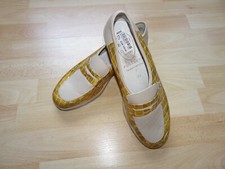 meisi Schuhe Slipper Ballerinas Gr 7,5 Beige Gold Fußb. Leder rutschfest NP 125€