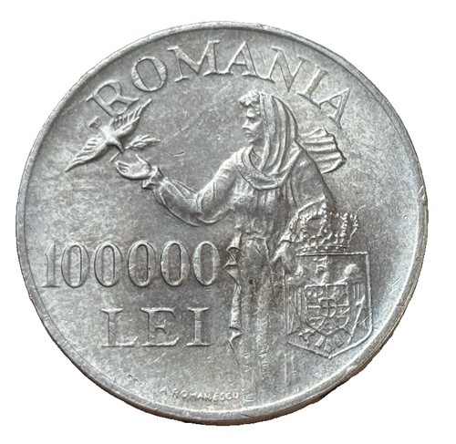 100000 lei 1946 romania - lei, mihai