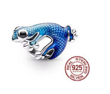 Charms  Anhänger Beads Frosch blau Echse Geschenk 925 Sterling Silber
