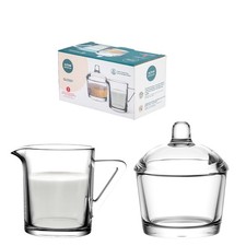 Set Zuckerdose aus glänzendem Glas 210ml und Milchkännchen 200ml